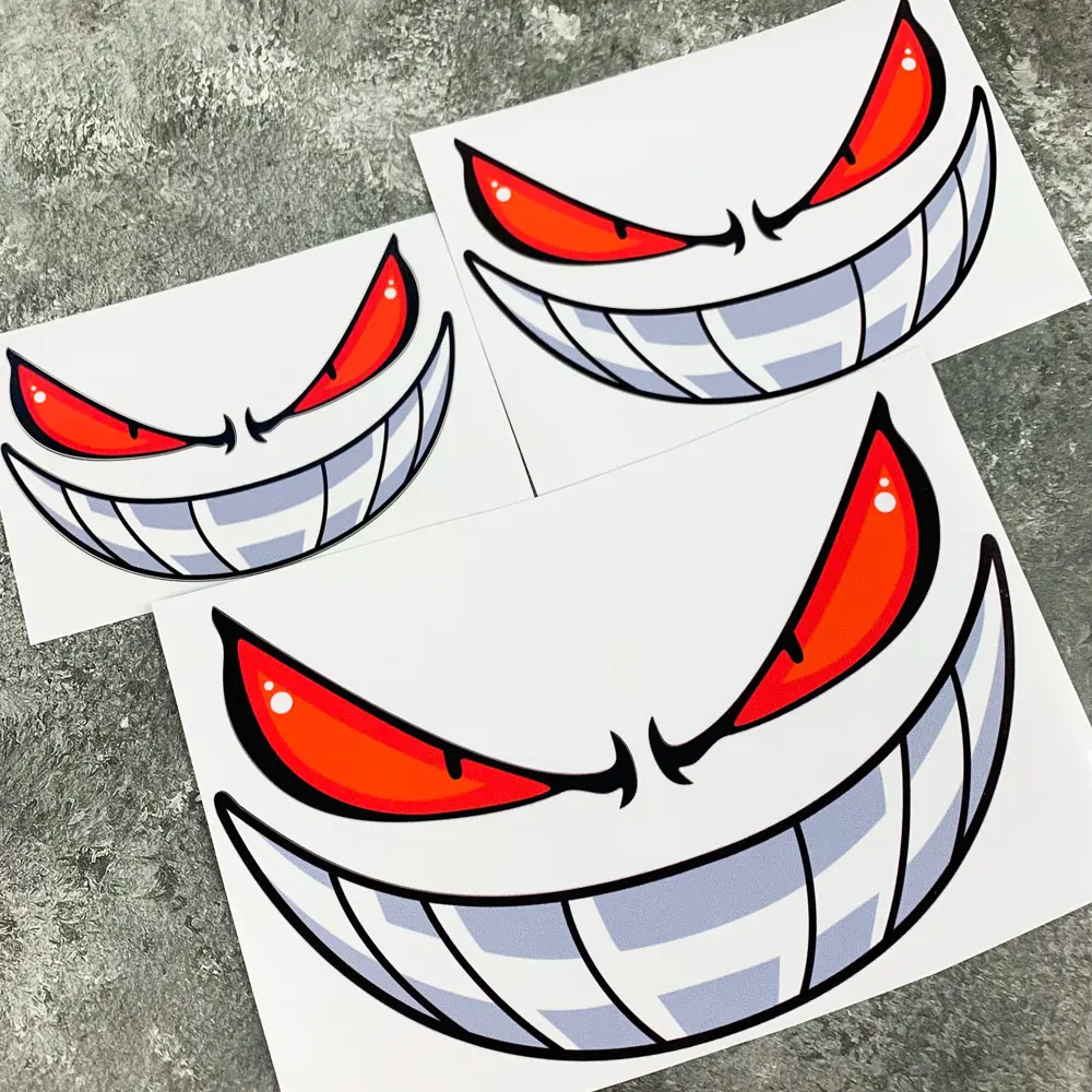 Scooter Helmet Set - Evil Face Funny Motorcycle Sticker Set,